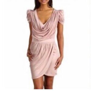 Little Black Dress Drape Cowl Neck Short Sleeve Mini